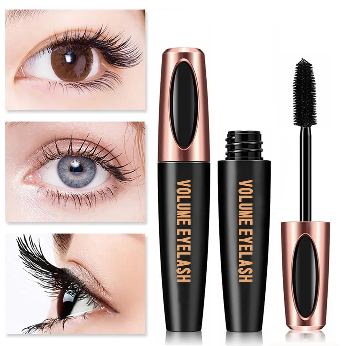 4D Silk Fiber Lash Mascara Extension Voluminous Mascara Waterproof & Smudge-Proof Long-Lasting 24 Hours No Flaking Longer Thicker Eyelashes,All Day Exquisitely Full (3 Packs)