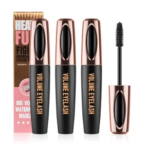 4D Silk Fiber Lash Mascara Extension Voluminous Mascara Waterproof & Smudge-Proof Long-Lasting 24 Hours No Flaking Longer Thicker Eyelashes,All Day Exquisitely Full (3 Packs)