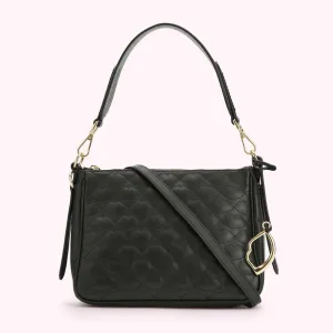 BLACK SMALL QUILTED LIP LEATHER CALLIE CROSSBODY BAG