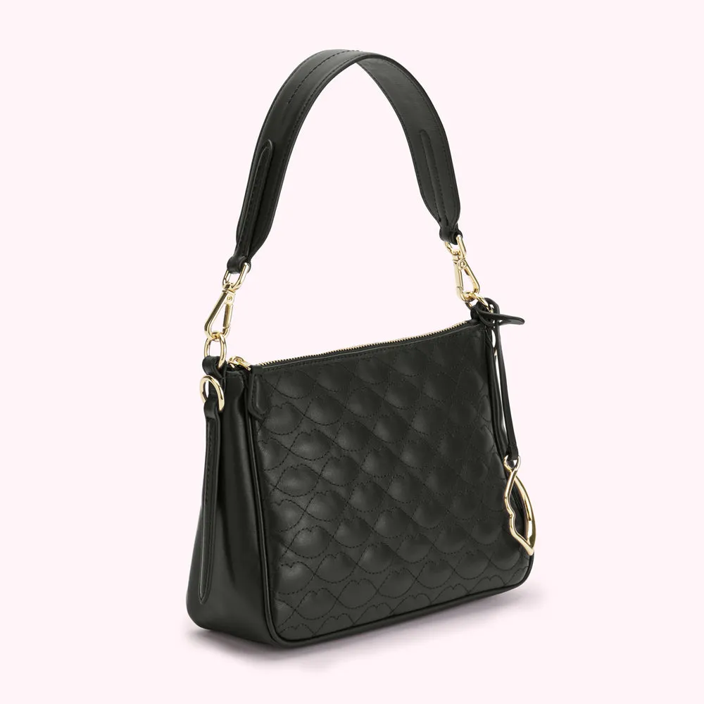 BLACK SMALL QUILTED LIP LEATHER CALLIE CROSSBODY BAG