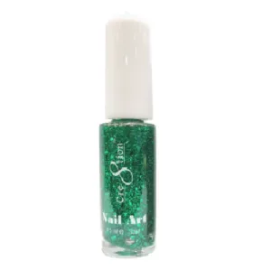 Cre8tion Striping Brush Polish  - Green Glitter