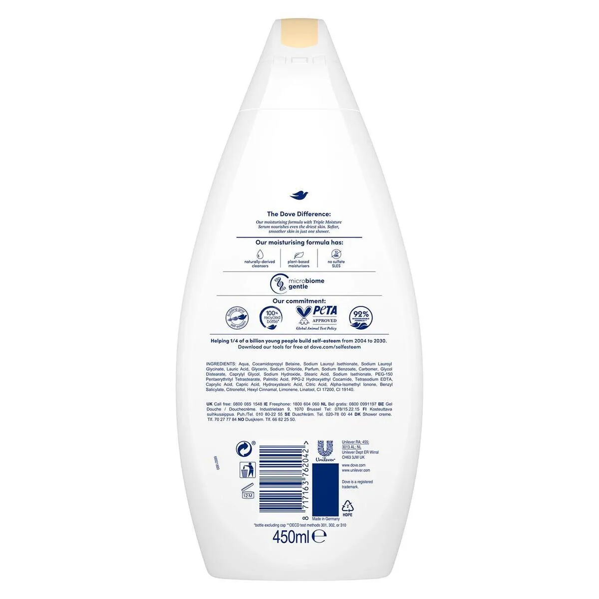 Dove Nourishing Silk Moisturising Body Wash For Dry Skin 450ml