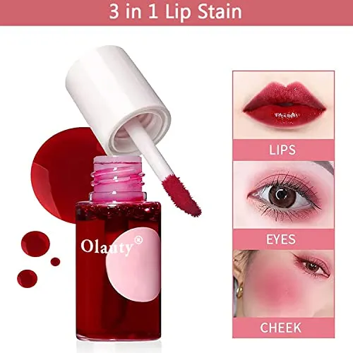 Eakroo 4 Colors Lip Tint Stain Set, Multi-Use Lip and Cheek Tint, Korean Lip Gloss Velvet Lip Tint Stain Plumping Mini Liquid Lipstic, Non-Sticky, Waterproof & Long Lasting, Vivid Color, High Pigment