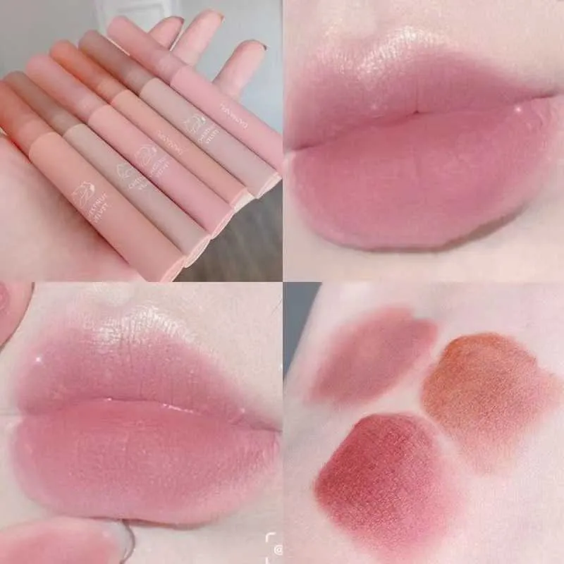 Flytonn 6 Colors Nude Liquid Lipsticks Waterproof Velvet Matte Lip Gloss Long Lasting Non-stick Cup Lip Tint Makeup Pigment Cosmetics