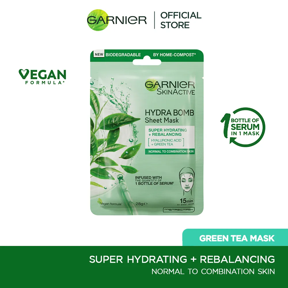 Garnier Skin Active Hydra Bomb Tissue Mask - Green tea   Hyaluronic Acid