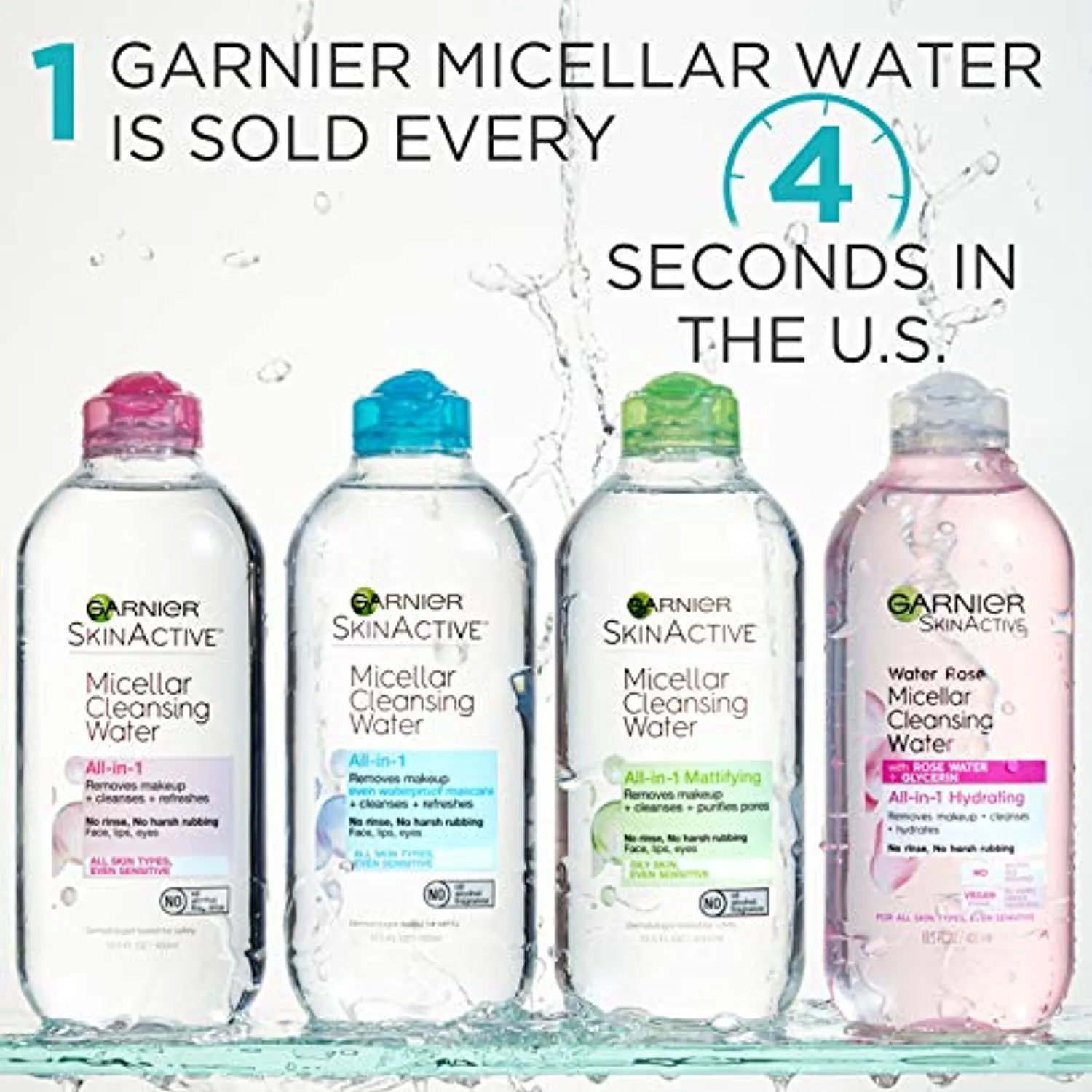 Garnier SkinActive Micellar Cleansing Water, For All Skin Types, 13.5 Fl Oz