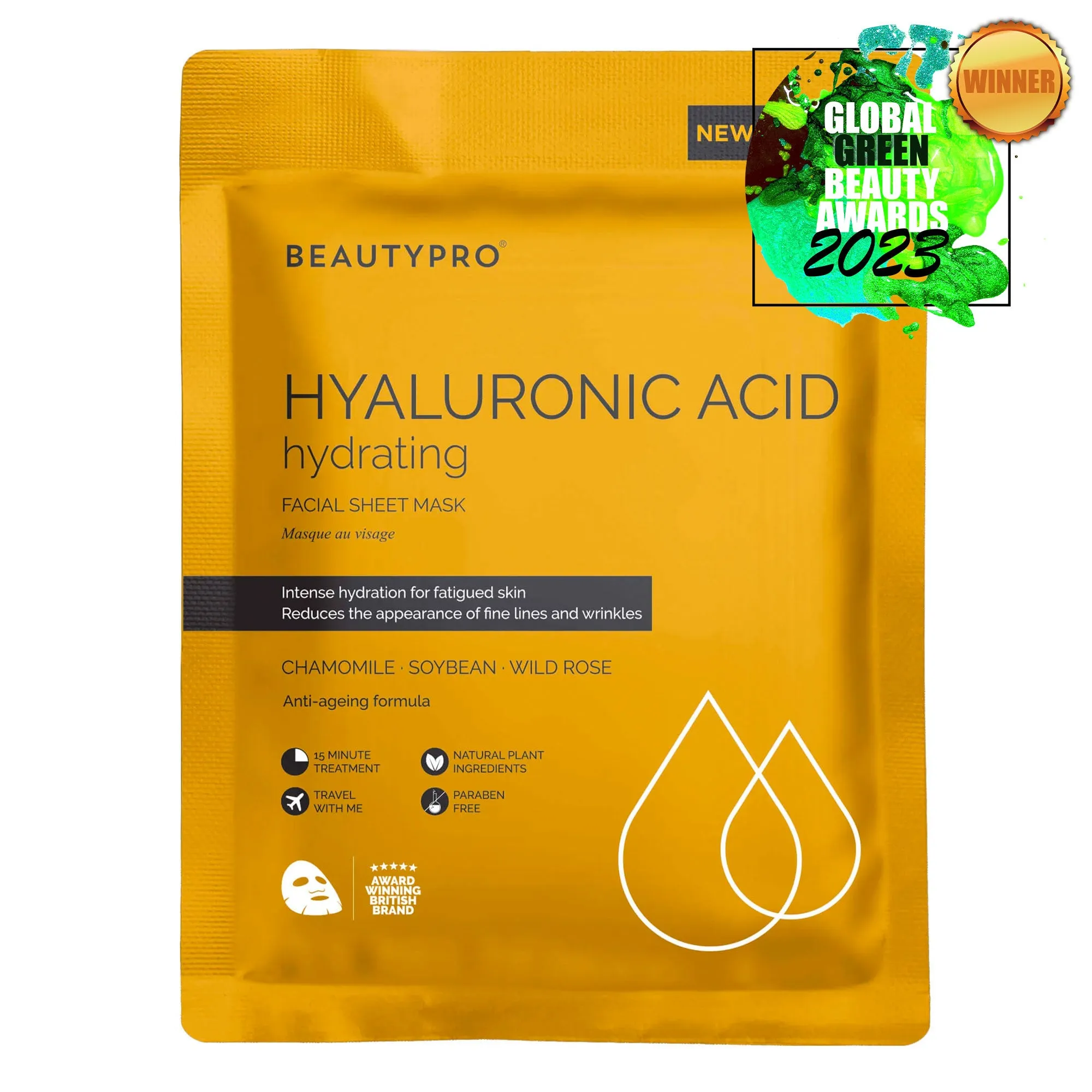 HYALURONIC ACID Hydrating Facial Sheet Mask - 100% Biodegradable