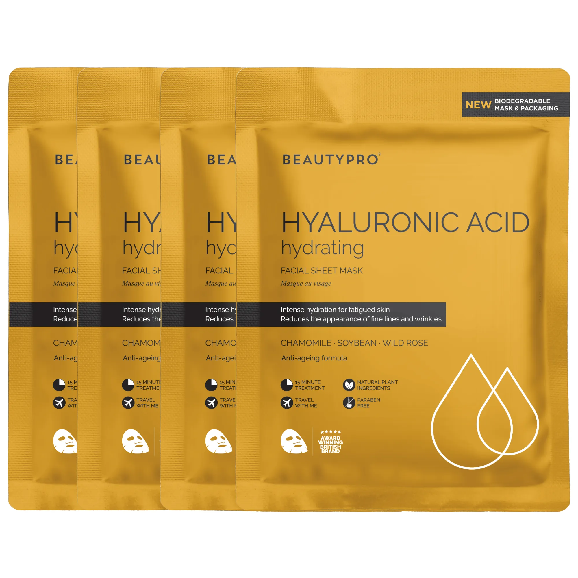 HYALURONIC ACID Hydrating Facial Sheet Mask - 100% Biodegradable