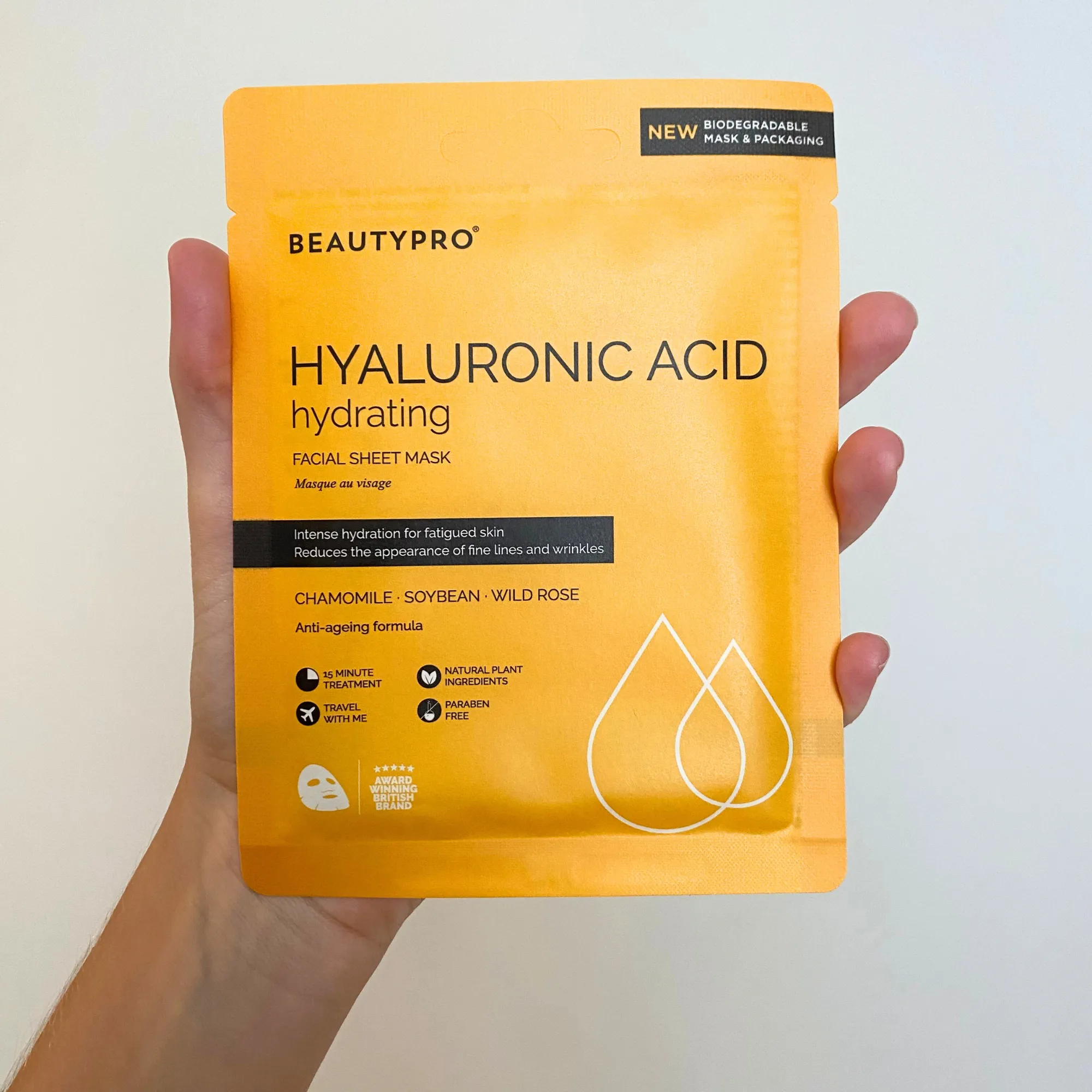 HYALURONIC ACID Hydrating Facial Sheet Mask - 100% Biodegradable