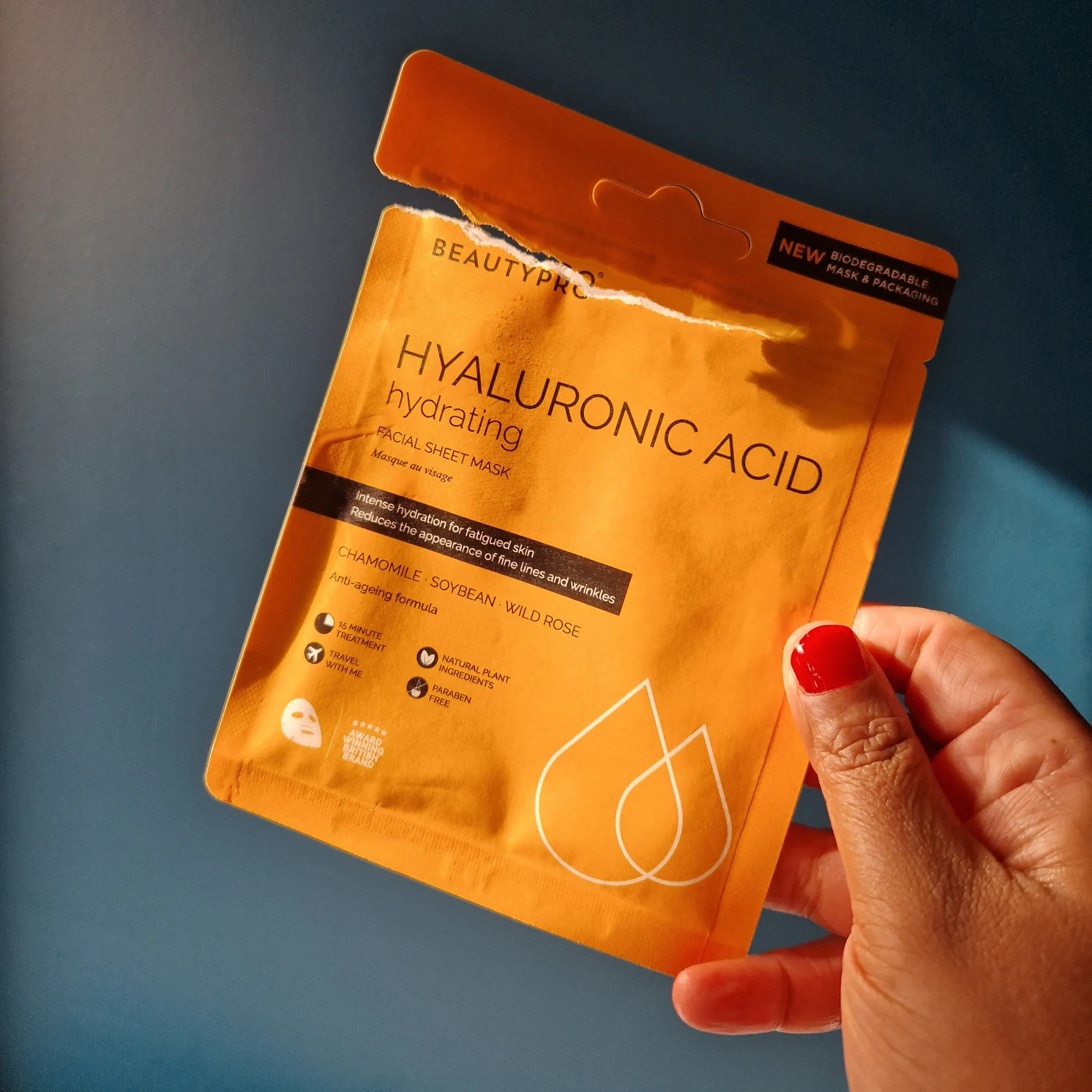 HYALURONIC ACID Hydrating Facial Sheet Mask - 100% Biodegradable