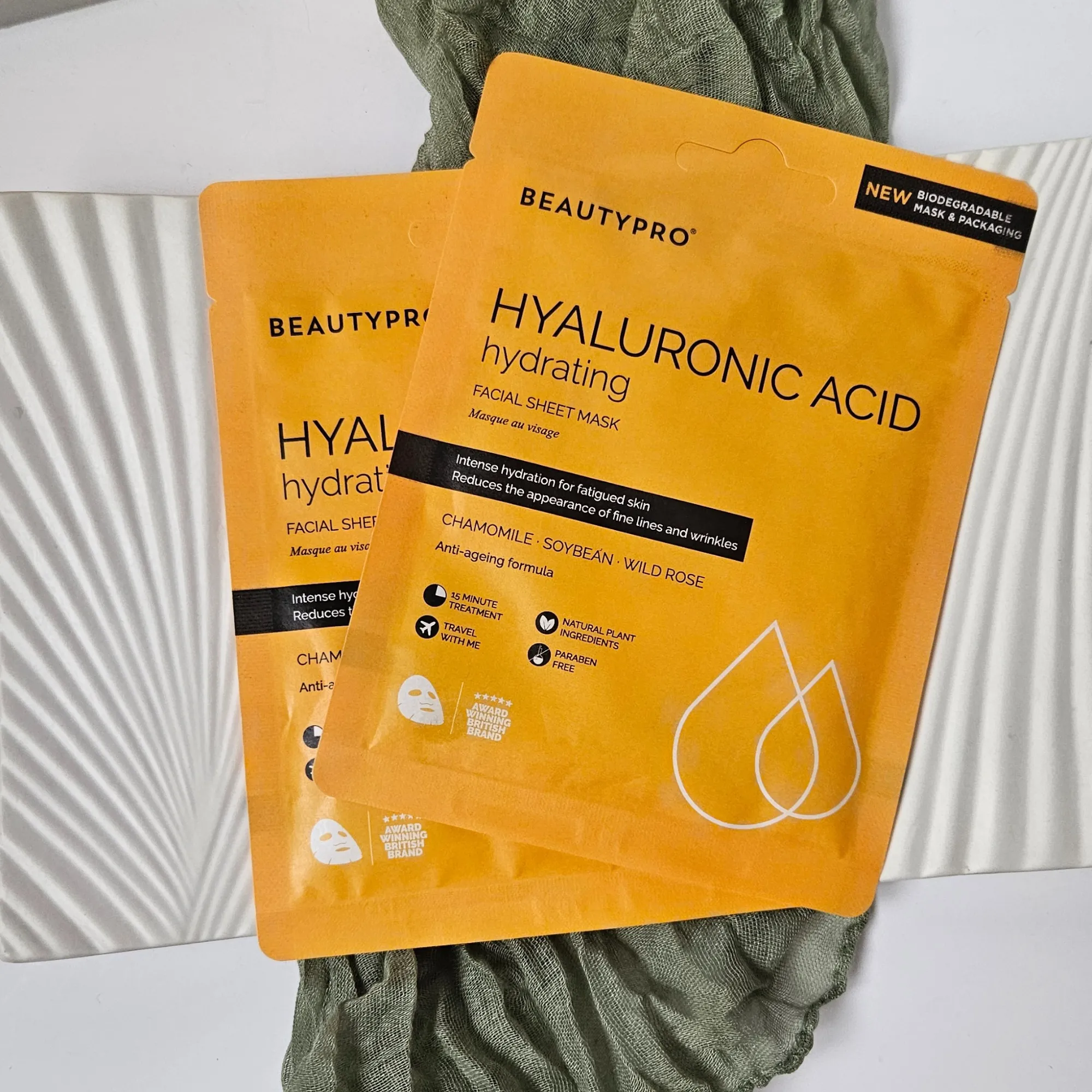 HYALURONIC ACID Hydrating Facial Sheet Mask - 100% Biodegradable