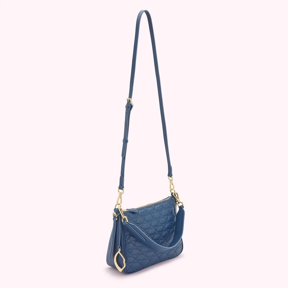 INDIGO QUILTED LIP CALLIE CROSSBODY BAG