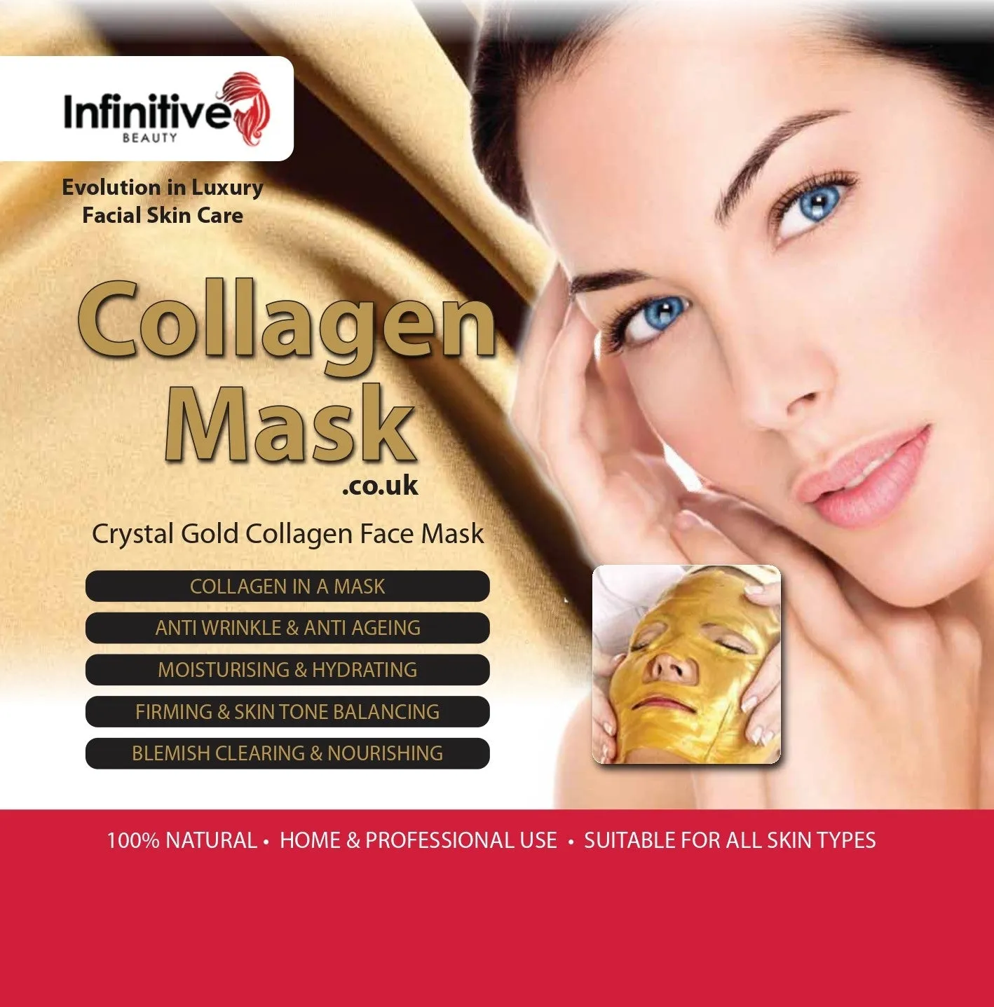 Infinitive Beauty 24K Gold Collagen Crystal Face Masks