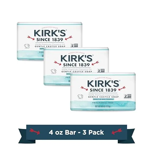 Kirk's Castile Bar Soap Clean Soap Premium Coconut Oil Fragrance 4 Oz. Bars