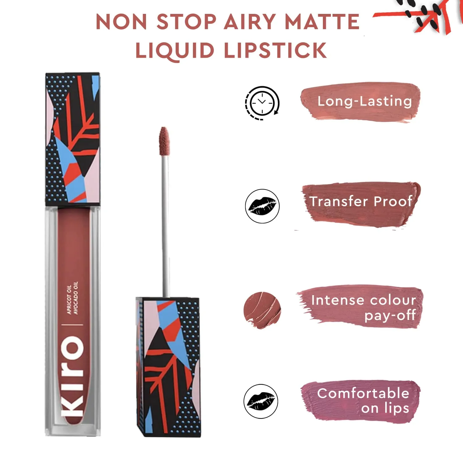 Kiro Airy Matte Liquid Lipstick Nutmeg Nude | Chocolate Brown | Transferproof I Waterproof lipstick Long Lasting I Apricot & Avocado Oil | 100% Vegan | 5ml | No Parabens, No Toxins