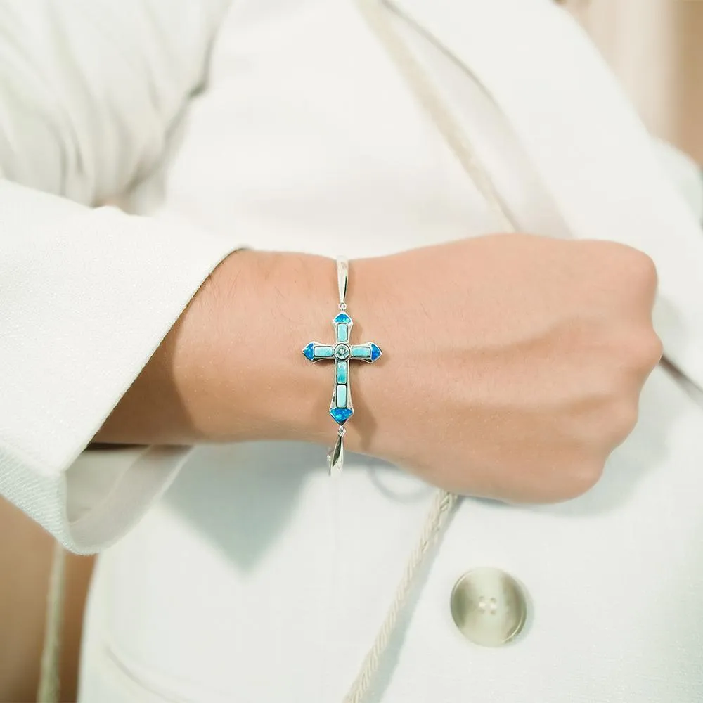 Larimar & Opal Ke'a Cross Bracelet