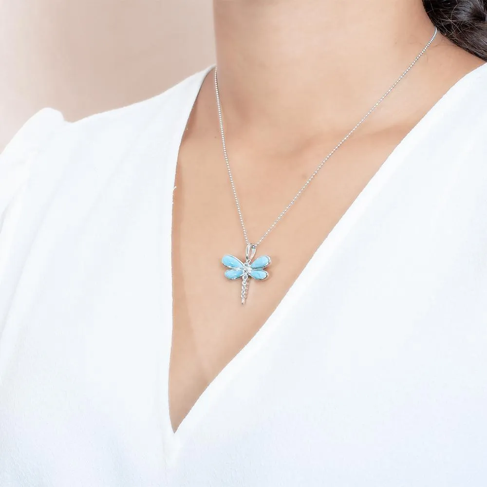 Larimar Island Dragonfly Pendant