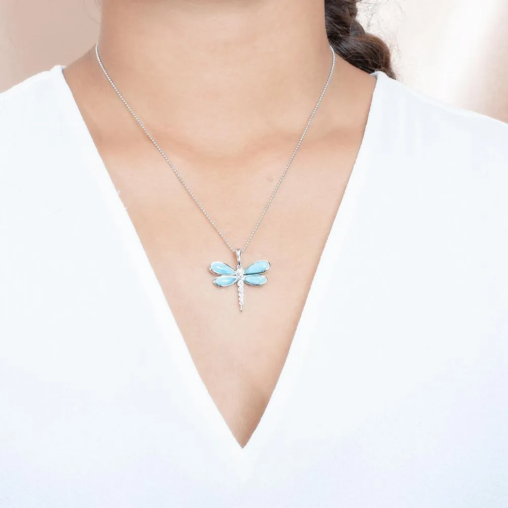 Larimar Island Dragonfly Pendant