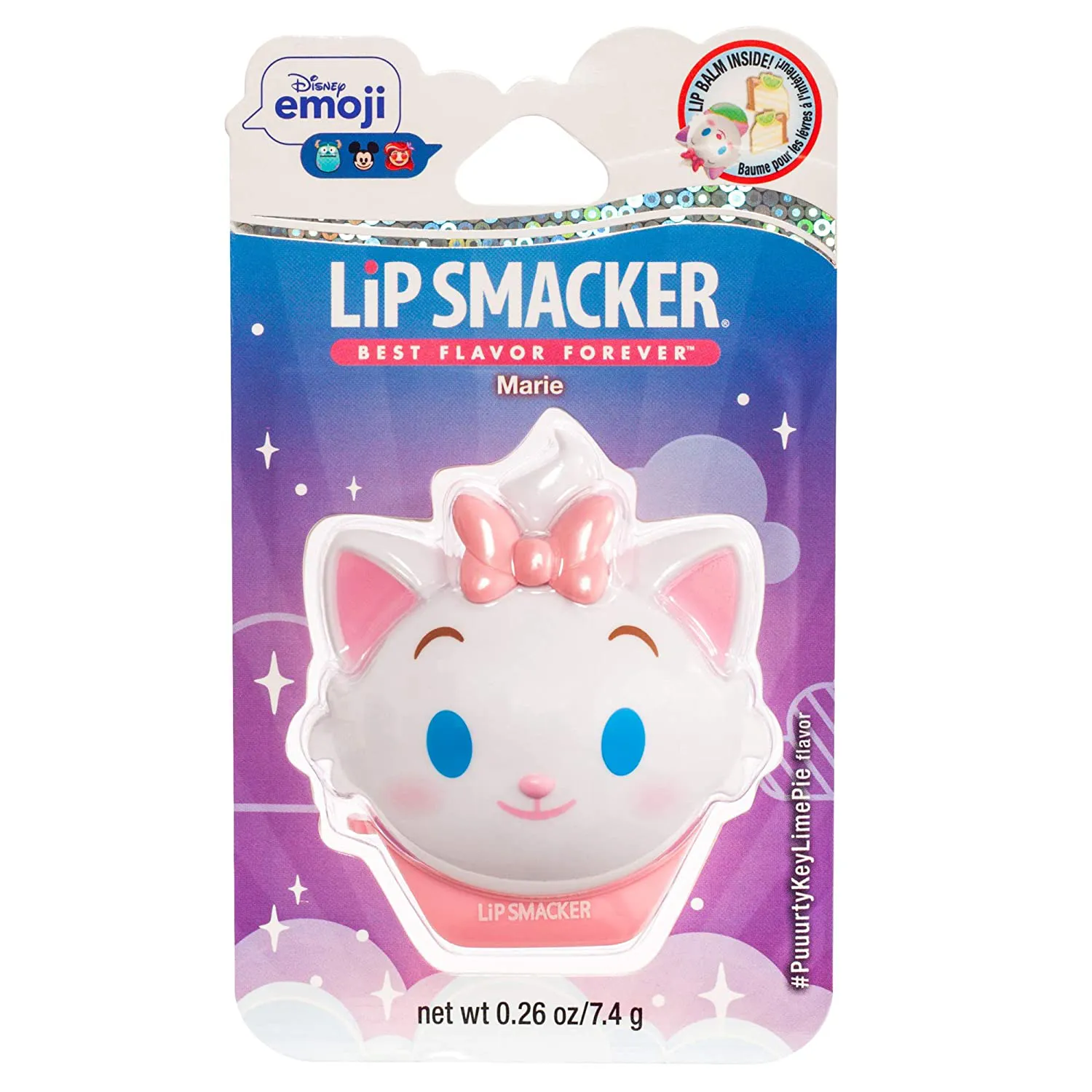 Lip Smacker Disney Emoji Flip Balm, Marie, Key Lime Flavor, 1 Lip Balm