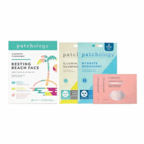 Patchology Resting Beach Face Sheet Mask   Lip Gel Kit