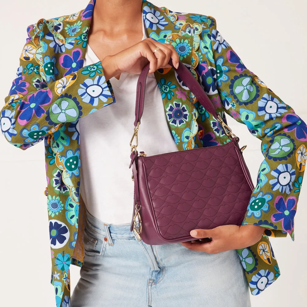 PEONY SMALL QUILTED LIP LEATHER CALLIE CROSSBODY BAG