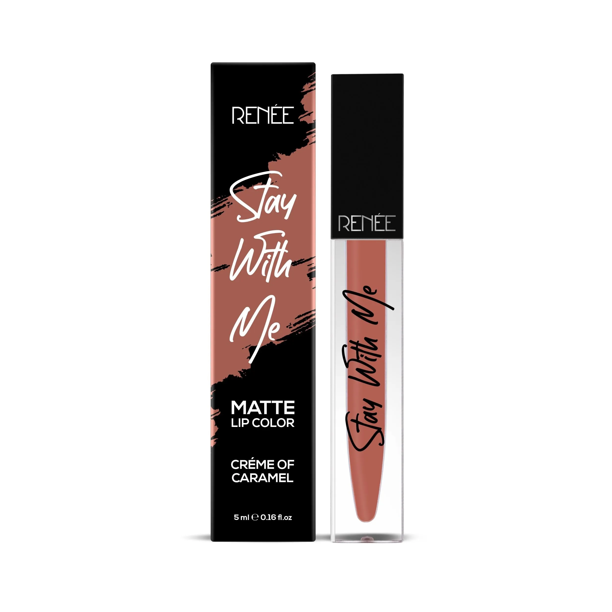 RENEE Stay With Me Matte Lip Color - Creme Of Caramel 5ml| Long lasting, Light Weight & Non Transfer Formula| Water & Smudge Proof