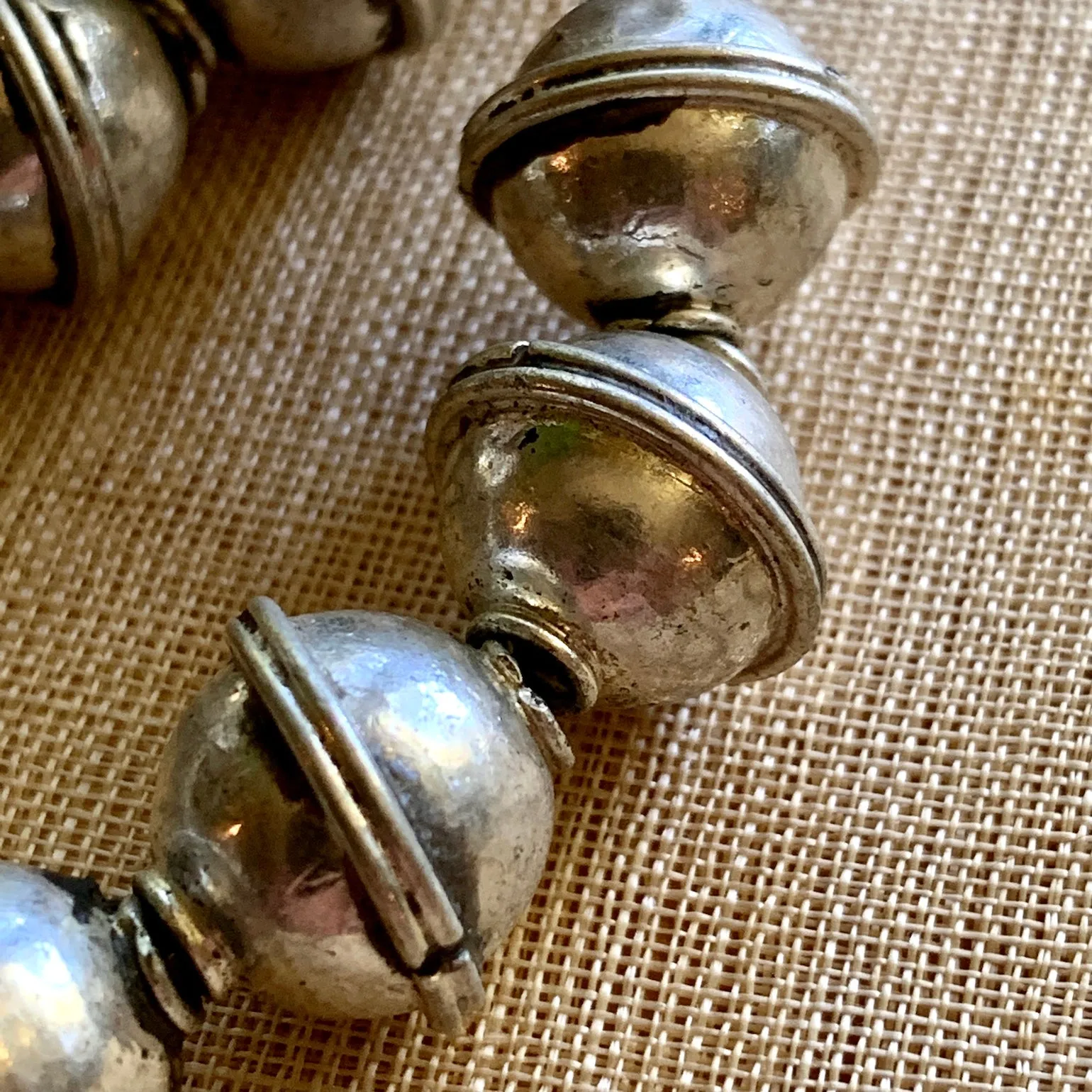 Set of 5 Berber  Shiny Silver Beads