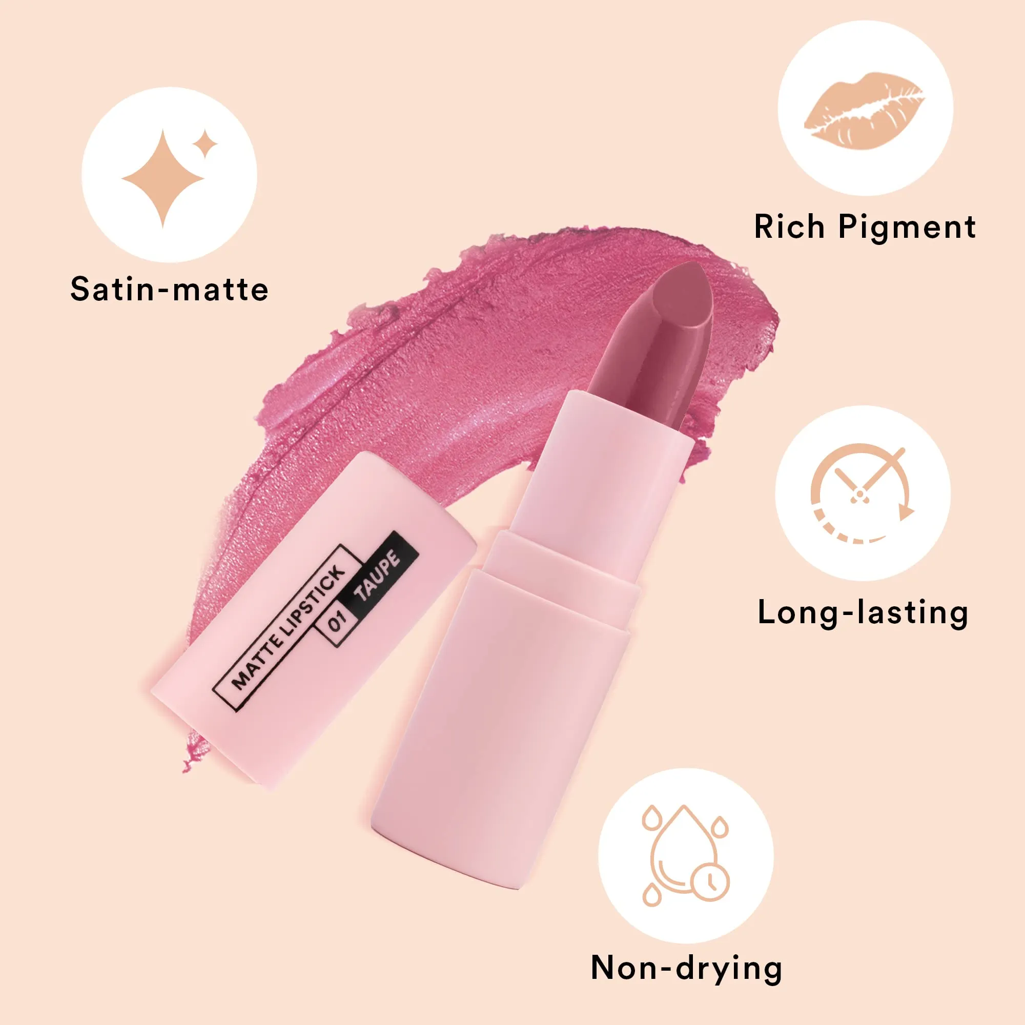 SUGAR POP Matte Lipstick - 01 Taupe (Dusty Rose) – 4.2 gm & SUGAR POP Matte Lipcolour - 02 Mauve (Dark Mauve) – 1.6 ml