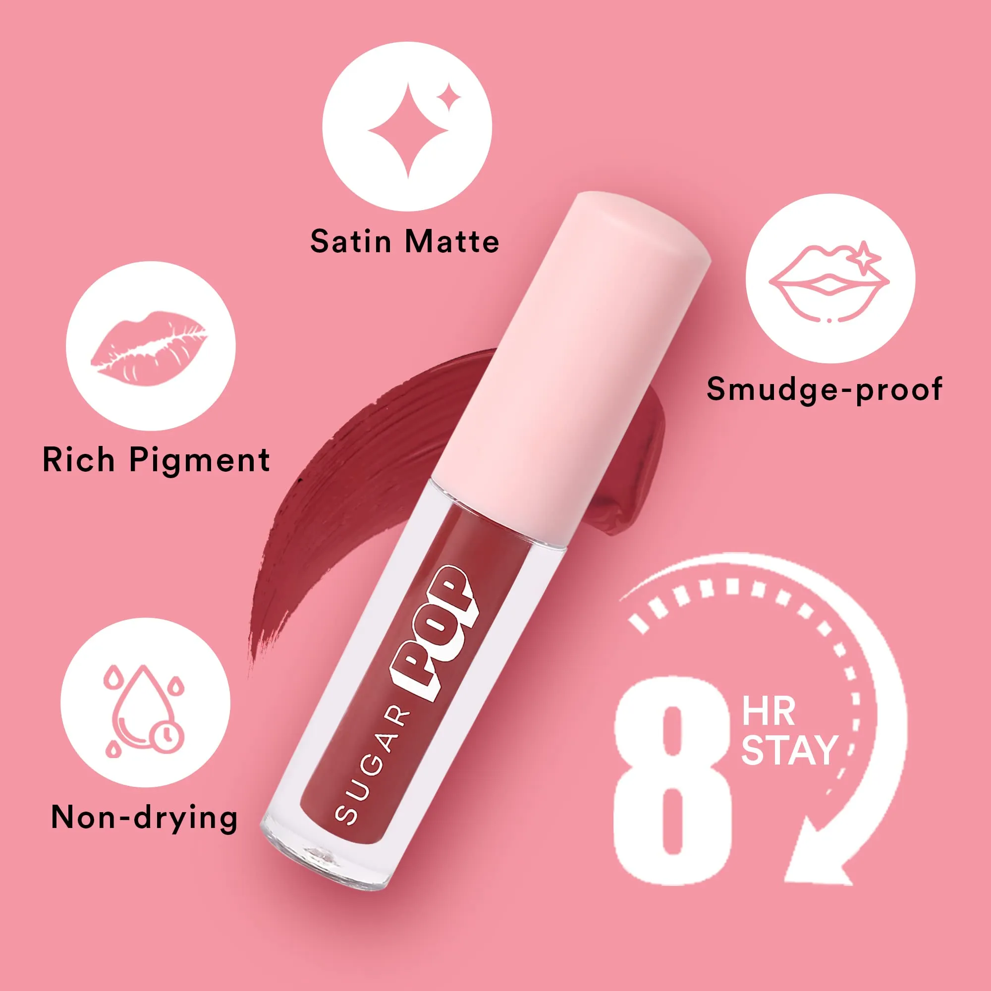 SUGAR POP Matte Lipstick - 01 Taupe (Dusty Rose) – 4.2 gm & SUGAR POP Matte Lipcolour - 02 Mauve (Dark Mauve) – 1.6 ml