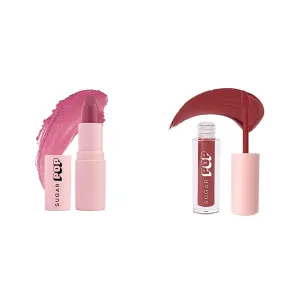 SUGAR POP Matte Lipstick - 01 Taupe (Dusty Rose) – 4.2 gm & SUGAR POP Matte Lipcolour - 02 Mauve (Dark Mauve) – 1.6 ml