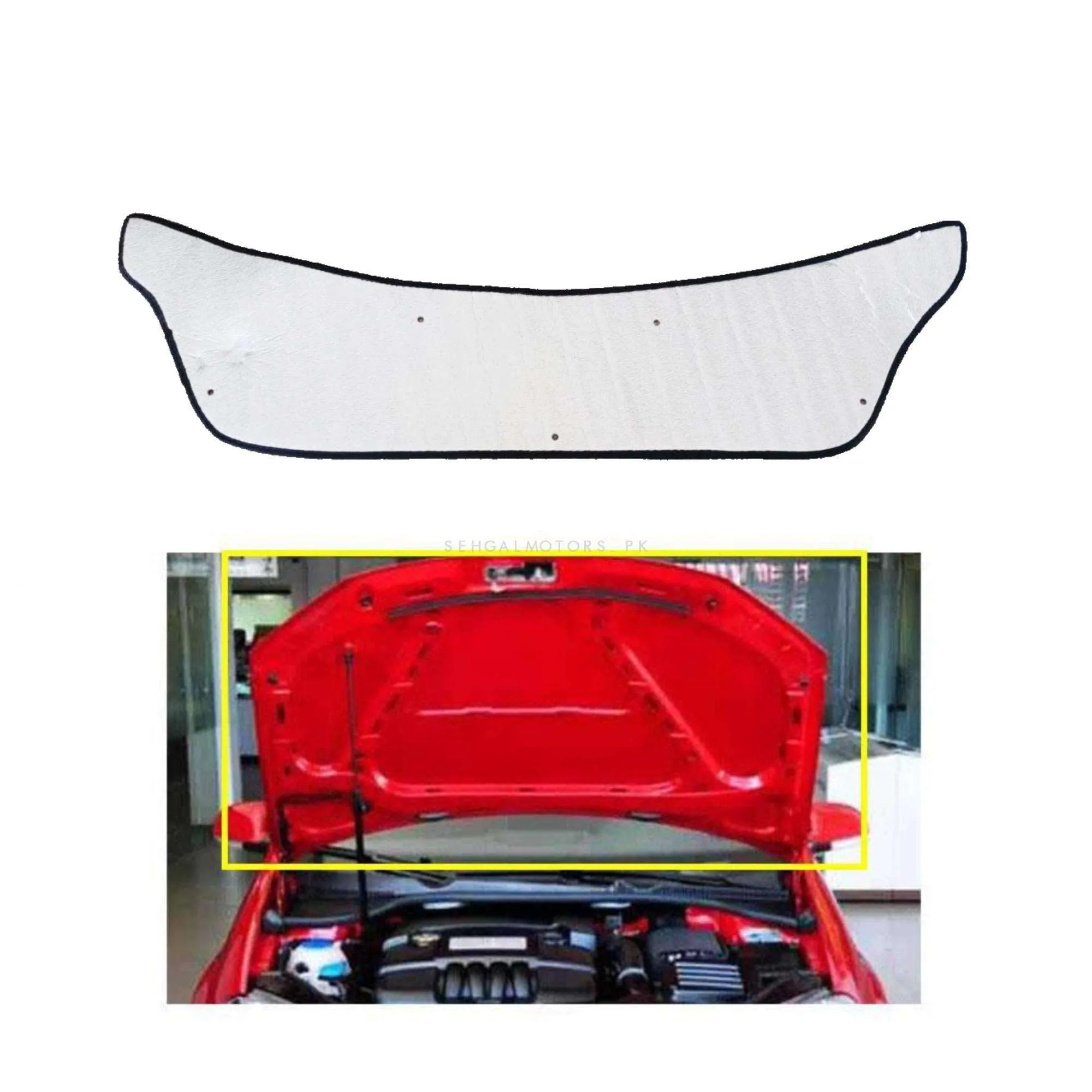 Toyota Vitz 2D Aluminum Bonnet Liner Cover - Model 2010-2017 - Protector Lid Garnish Bonnet Namda